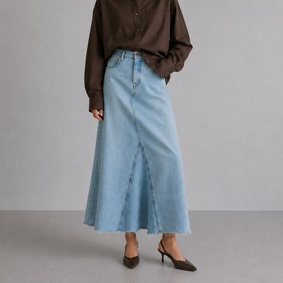 Frame Denim Dresses & Skirts - FRAME Dorothy Denim Midi Maxi Skirt Womens 33 Blue Cotton A-line Relaxed